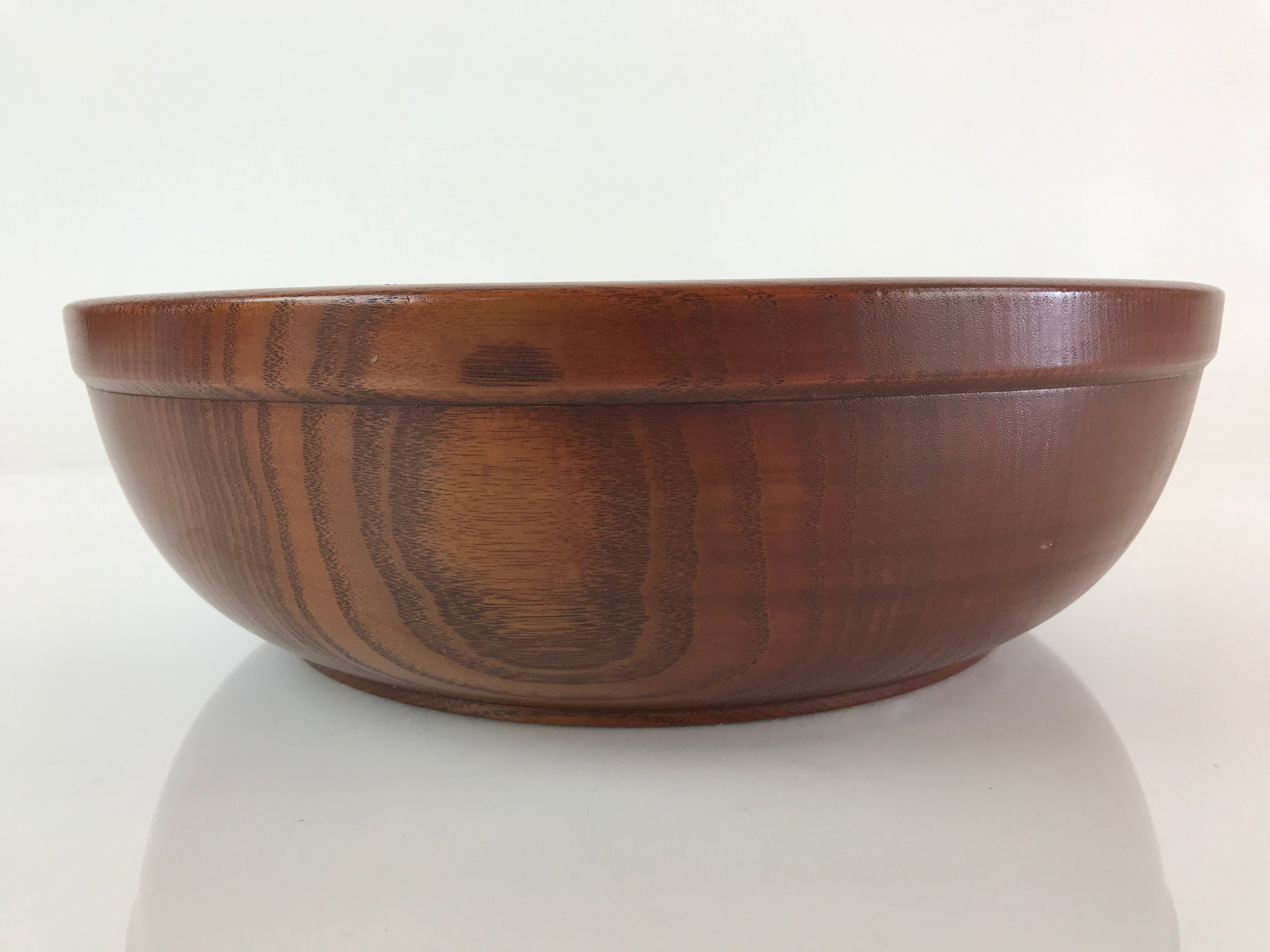 Japanese Wooden Large Bowl Vtg Salad Snack Multi Bowl Varnish Brown UR817