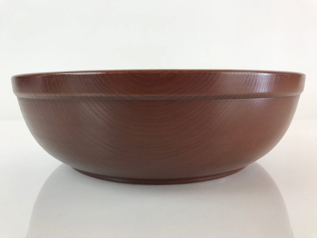 Japanese Wooden Large Bowl Vtg Salad Snack Multi Bowl Varnish Brown UR817