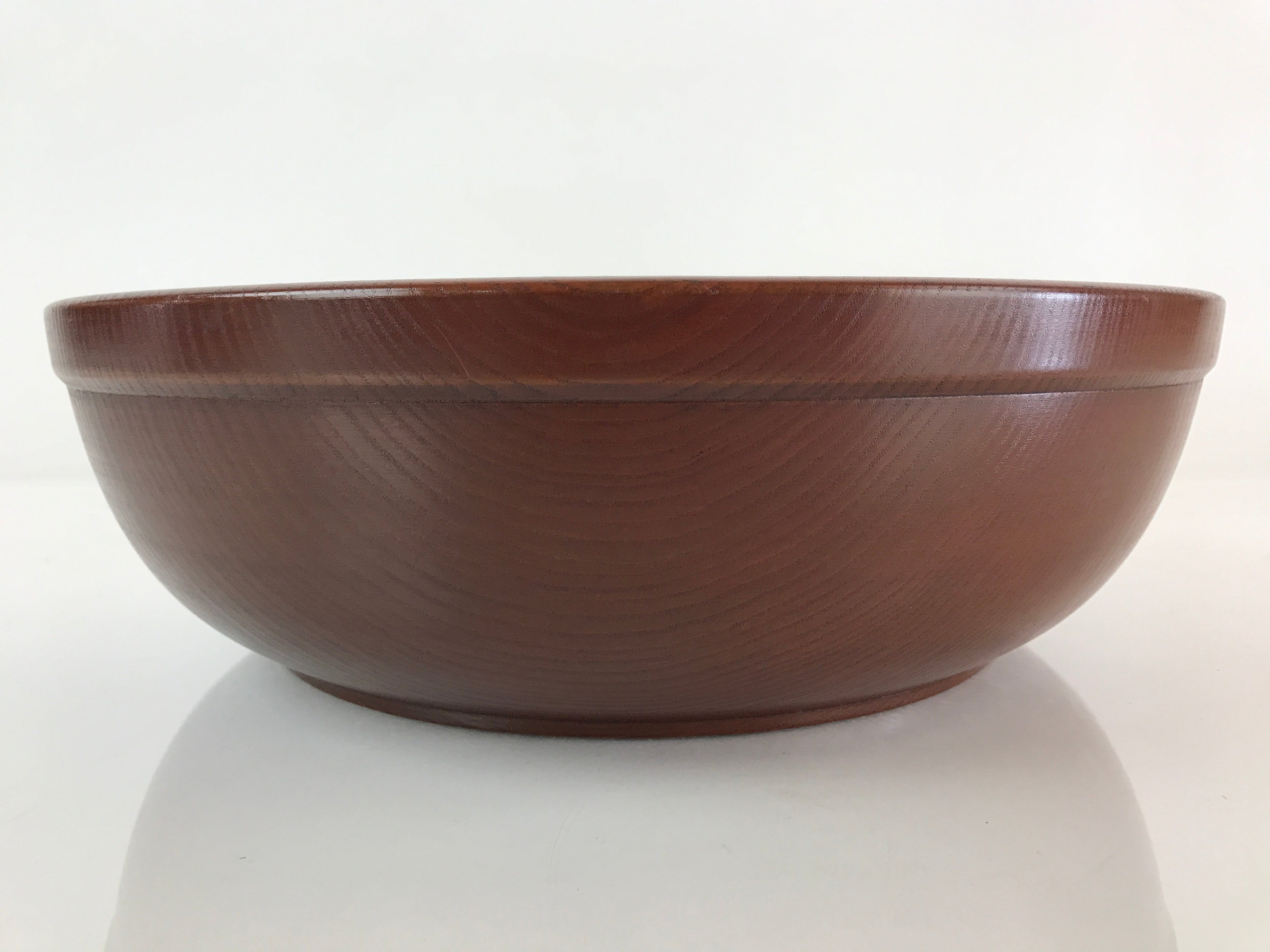 Japanese Wooden Large Bowl Vtg Salad Snack Multi Bowl Varnish Brown UR817