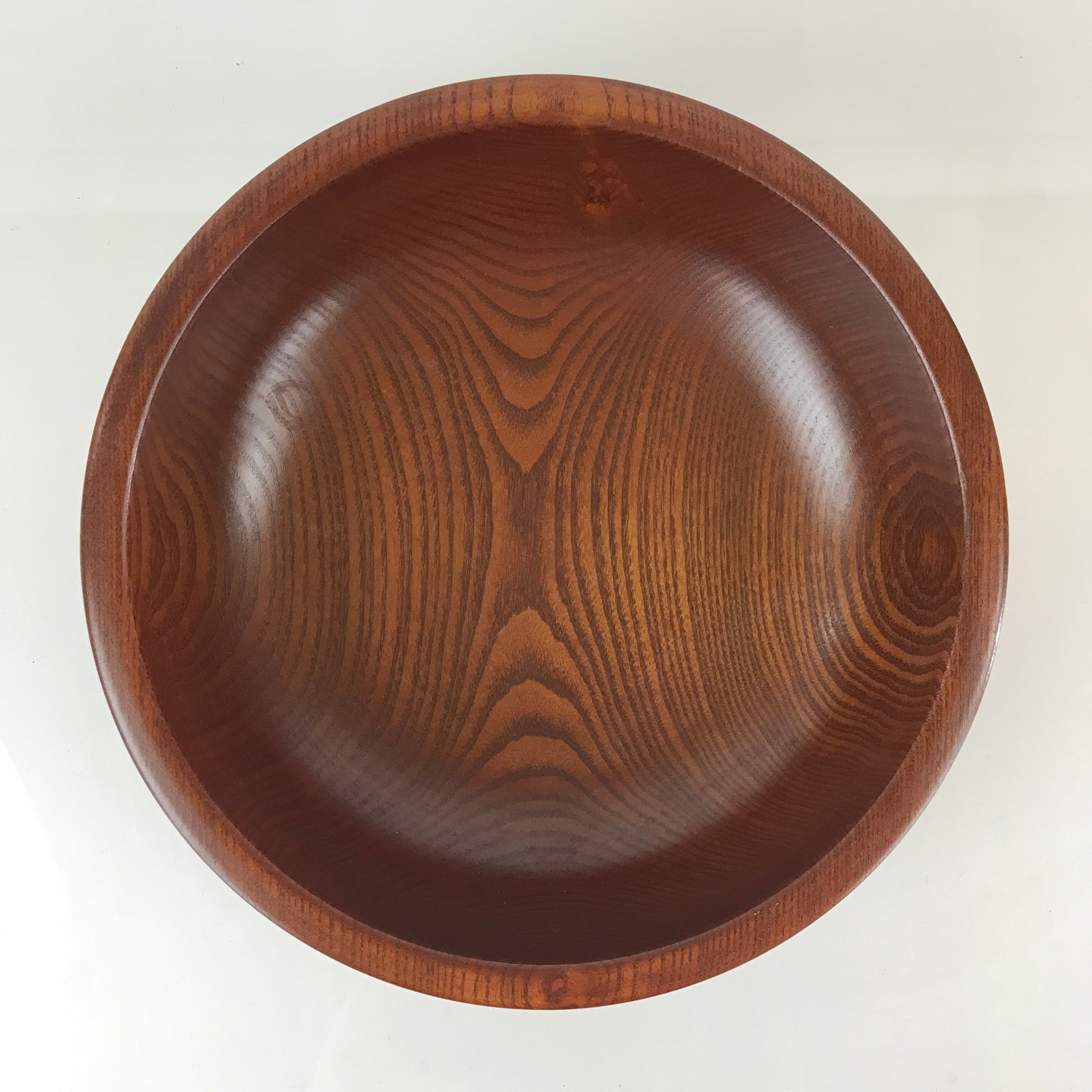 Japanese Wooden Large Bowl Vtg Salad Snack Multi Bowl Varnish Brown UR817