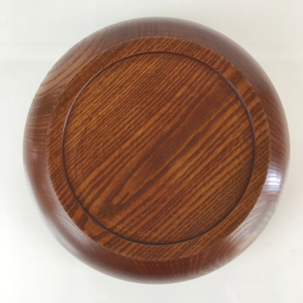 Japanese Wooden Large Bowl Vtg Salad Snack Multi Bowl Varnish Brown UR817