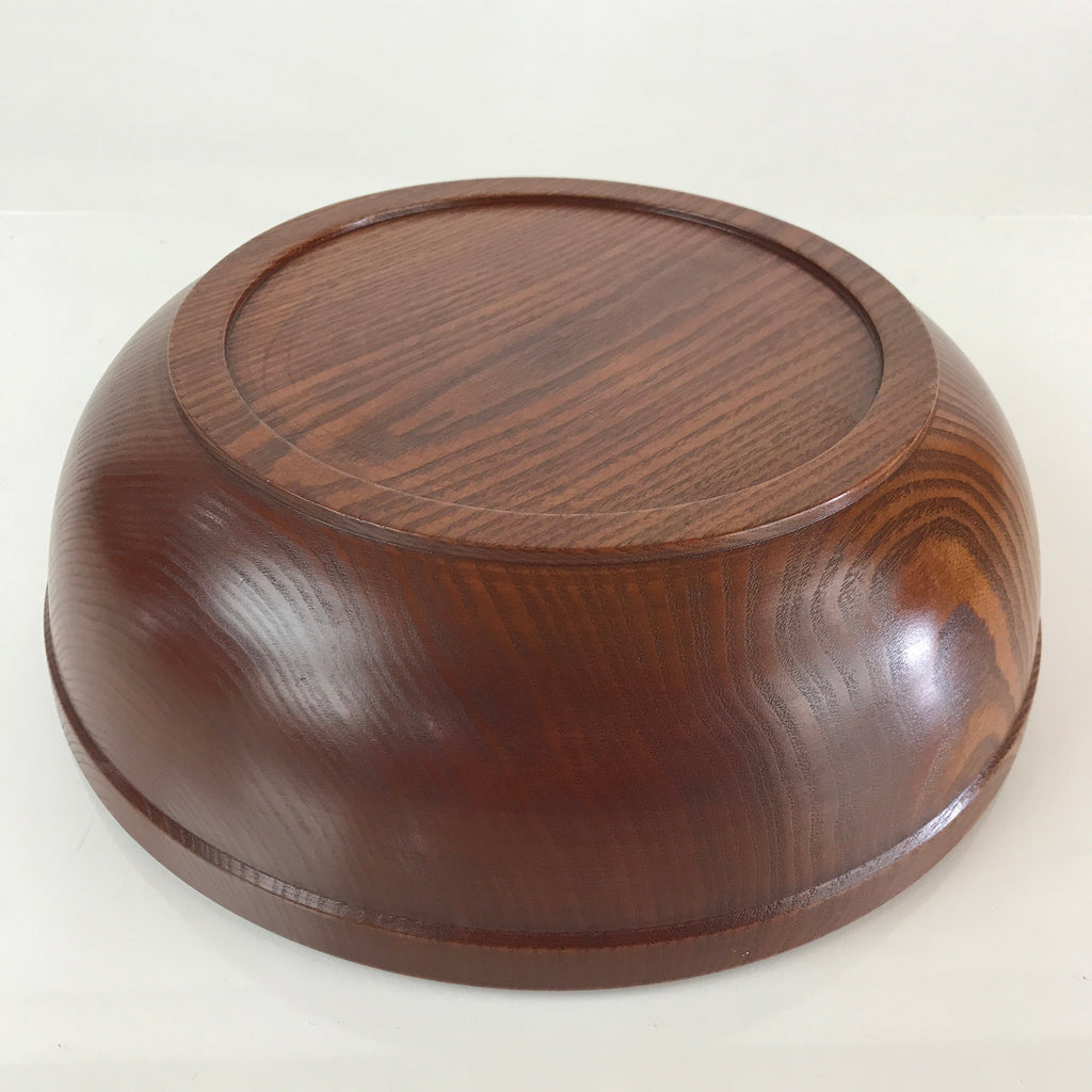 Japanese Wooden Large Bowl Vtg Salad Snack Multi Bowl Varnish Brown UR817