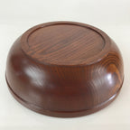 Japanese Wooden Large Bowl Vtg Salad Snack Multi Bowl Varnish Brown UR817
