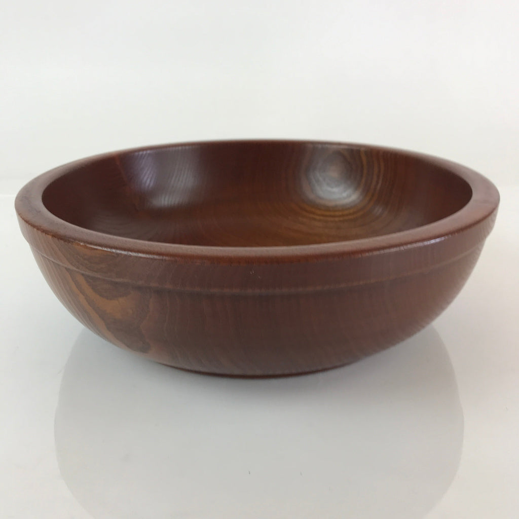 Japanese Wooden Large Bowl Vtg Salad Snack Multi Bowl Varnish Brown UR817