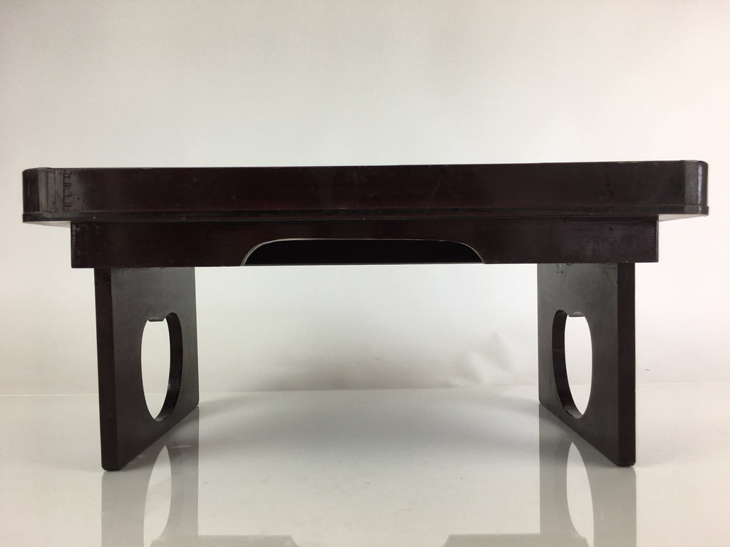 Japanese Wooden Legged Tray Folding Table Vtg Ozen Lacquered Black UR798