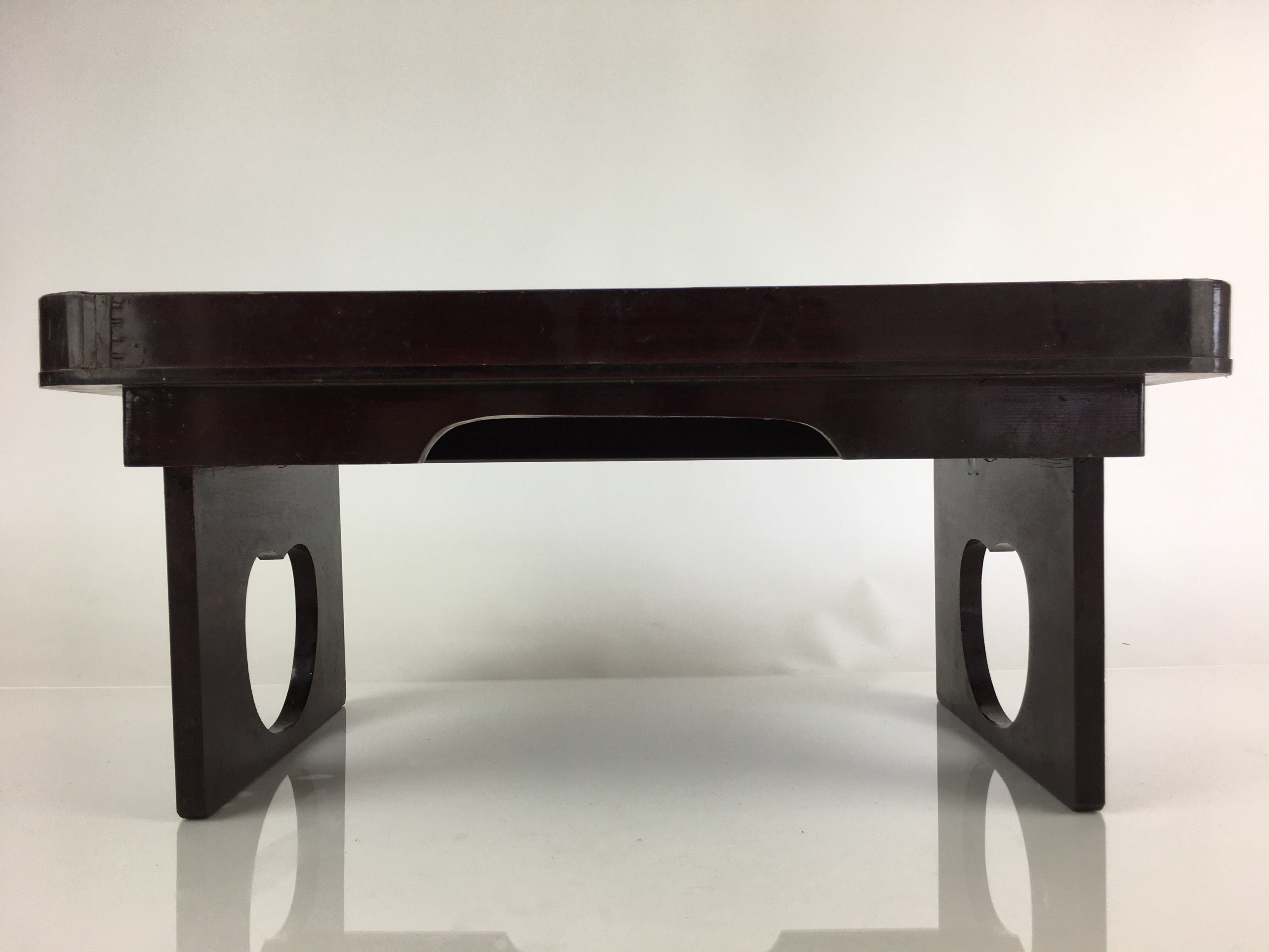 Japanese Wooden Legged Tray Folding Table Vtg Ozen Lacquered Black UR798