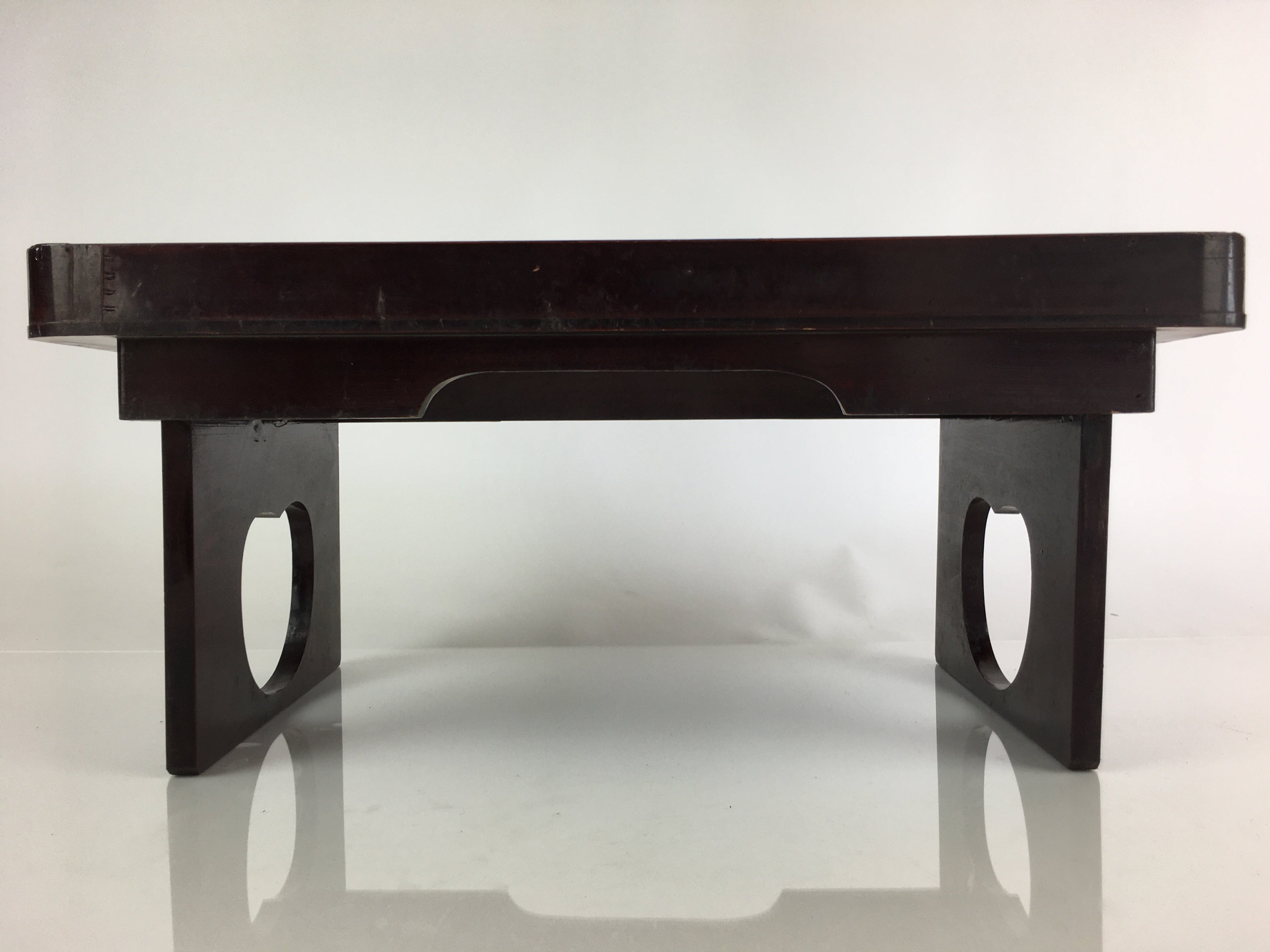Japanese Wooden Legged Tray Folding Table Vtg Ozen Lacquered Black UR798