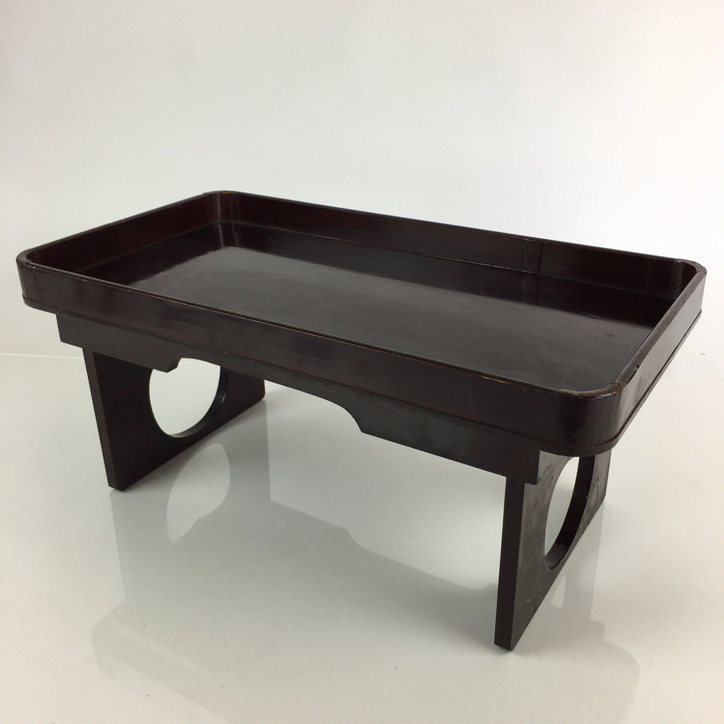 Japanese Wooden Legged Tray Folding Table Vtg Ozen Lacquered Black UR798