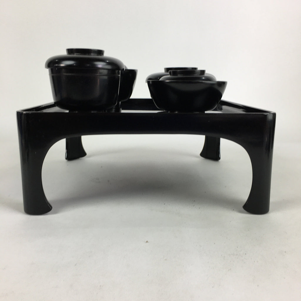 Japanese Wooden Legged Tray Lacquered Table Lidded Bowls Set Veg Ozen UR679