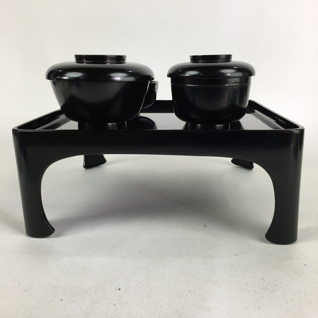 Japanese Wooden Legged Tray Lacquered Table Lidded Bowls Set Veg Ozen UR680