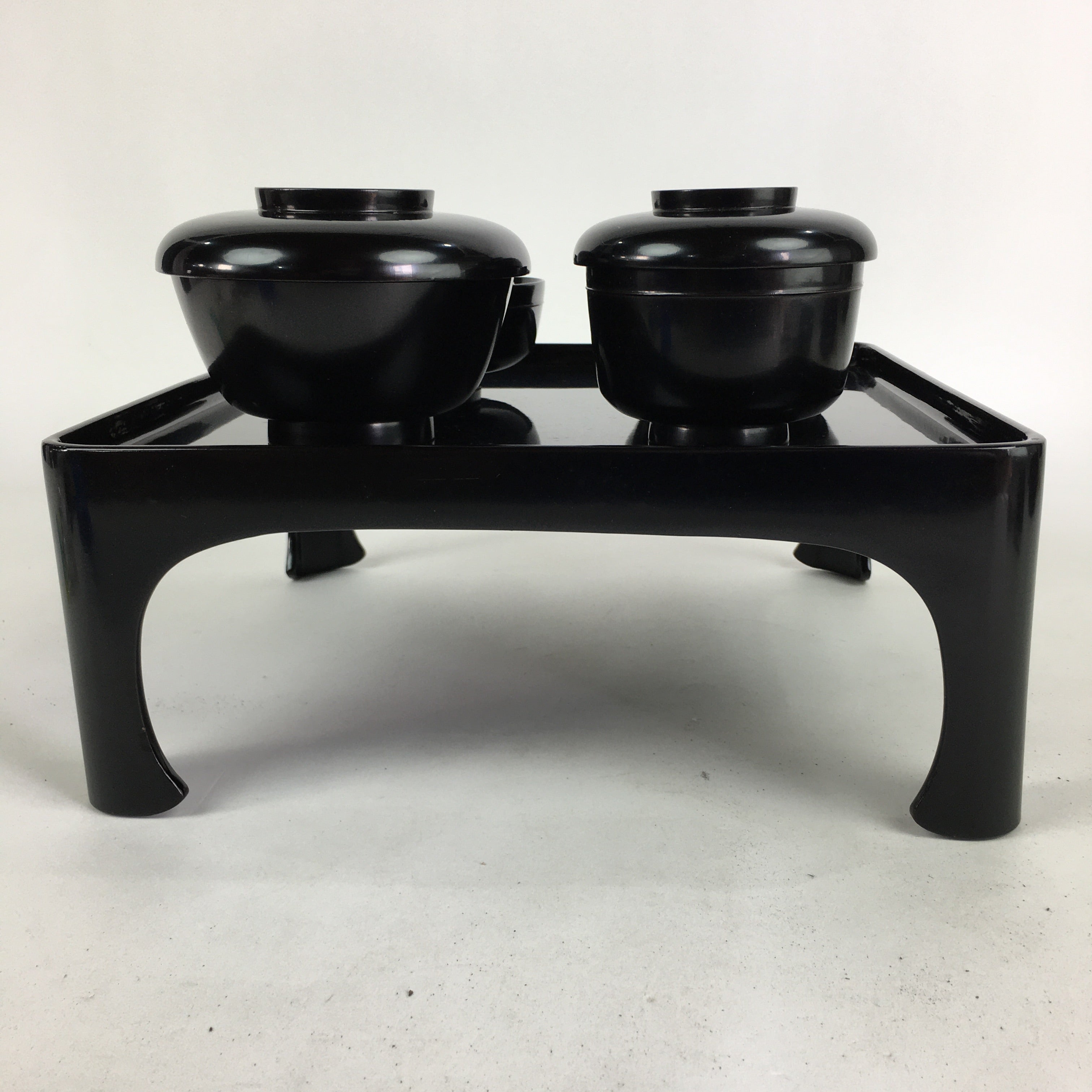 Japanese Wooden Legged Tray Lacquered Table Lidded Bowls Set Veg Ozen UR680