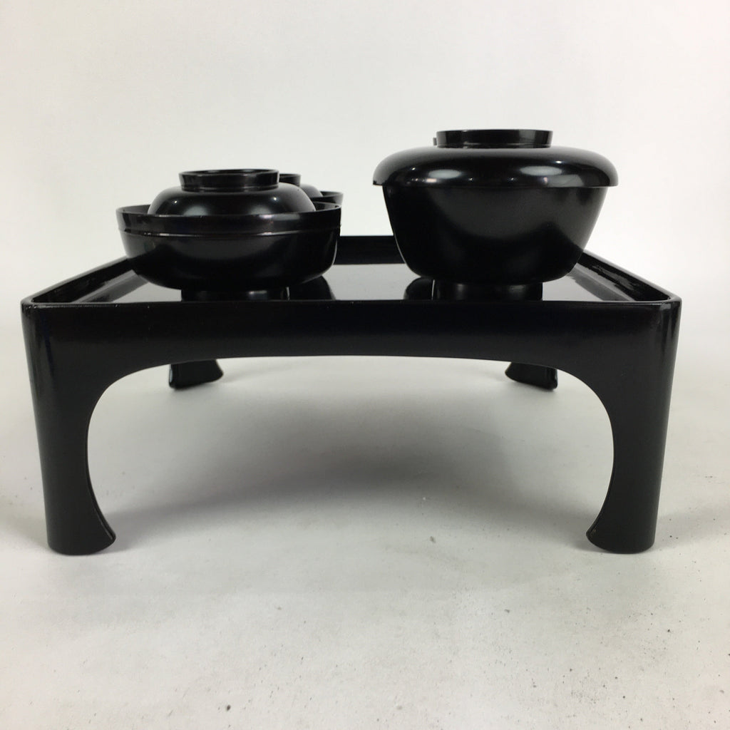 Japanese Wooden Legged Tray Lacquered Table Lidded Bowls Set Veg Ozen UR680
