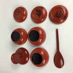 Japanese Wooden Legged Tray Lacquered Table Lidded Bowls Set Vtg Ozen UR626