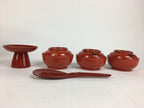 Japanese Wooden Legged Tray Lacquered Table Lidded Bowls Set Vtg Ozen UR626