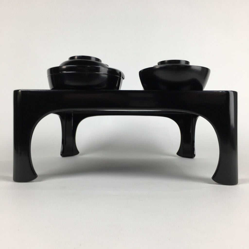 Japanese Wooden Legged Tray Lacquered Table Lidded Bowls Set Vtg Ozen UR714