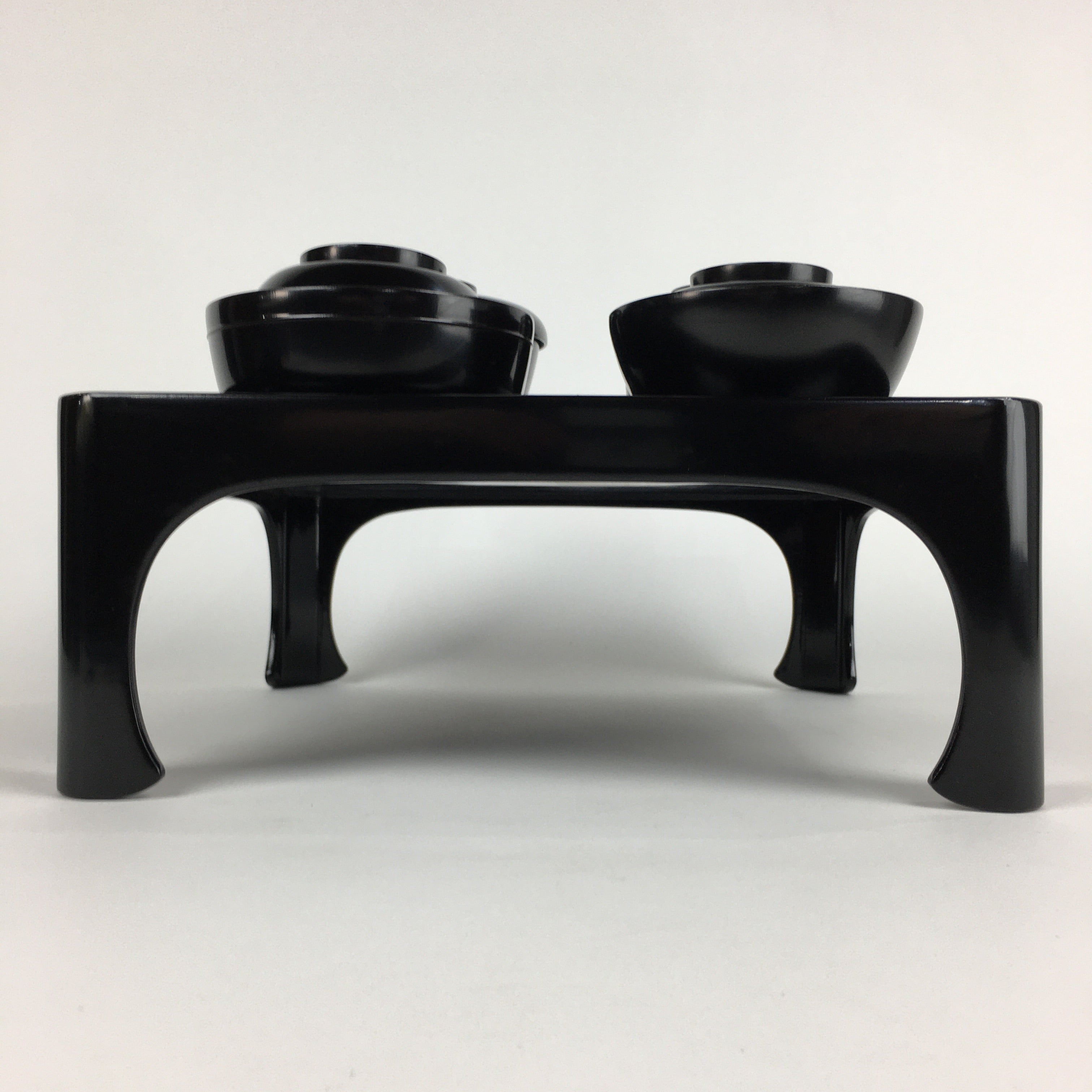 Japanese Wooden Legged Tray Lacquered Table Lidded Bowls Set Vtg Ozen UR714