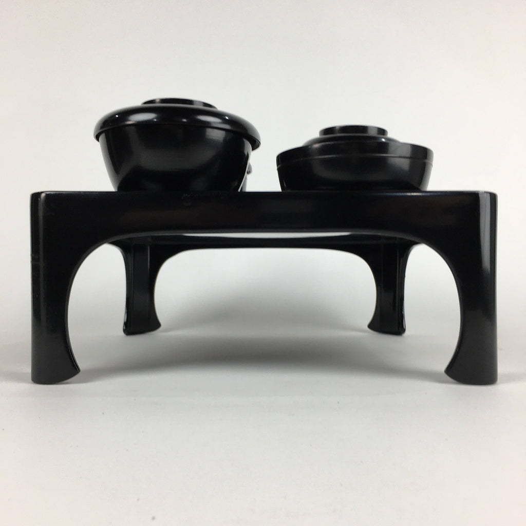 Japanese Wooden Legged Tray Lacquered Table Lidded Bowls Set Vtg Ozen UR718