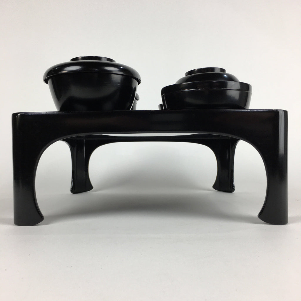Japanese Wooden Legged Tray Lacquered Table Lidded Bowls Set Vtg Ozen UR719