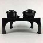 Japanese Wooden Legged Tray Lacquered Table Lidded Bowls Set Vtg Ozen UR719