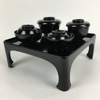 Japanese Wooden Legged Tray Lacquered Table Lidded Bowls Set Vtg Ozen UR719