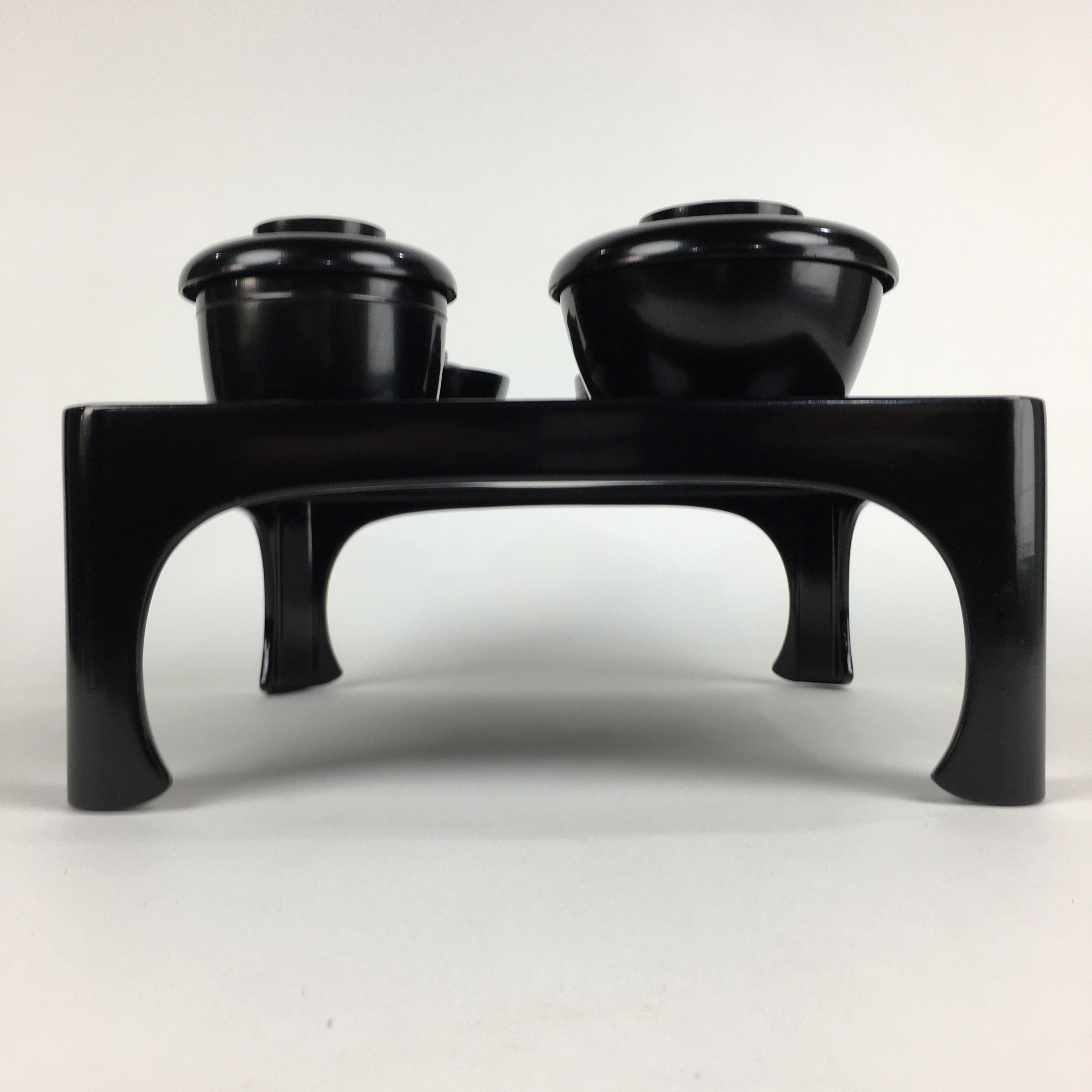 Japanese Wooden Legged Tray Lacquered Table Lidded Bowls Set Vtg Ozen UR720
