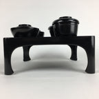 Japanese Wooden Legged Tray Lacquered Table Lidded Bowls Set Vtg Ozen UR724
