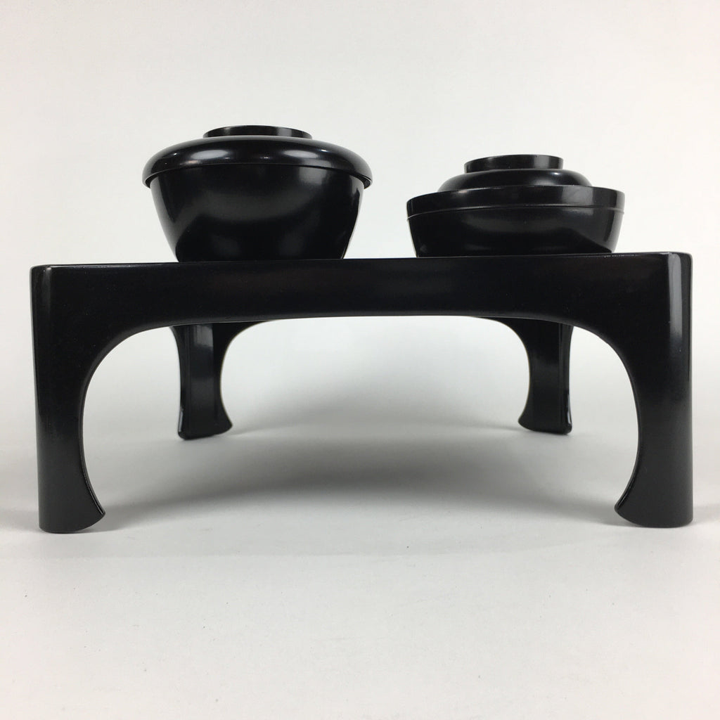 Japanese Wooden Legged Tray Lacquered Table Lidded Bowls Set Vtg Ozen UR724