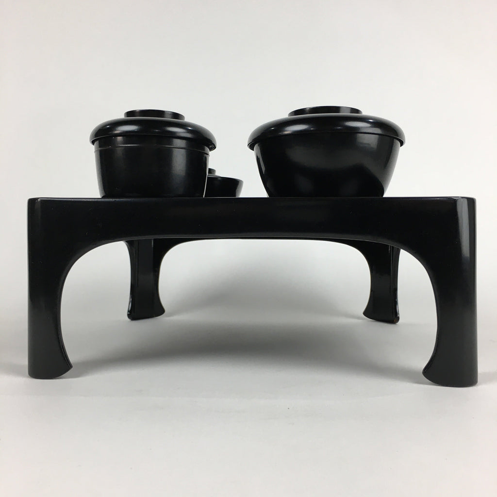 Japanese Wooden Legged Tray Lacquered Table Lidded Bowls Set Vtg Ozen UR724