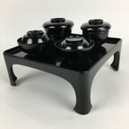 Japanese Wooden Legged Tray Lacquered Table Lidded Bowls Set Vtg Ozen UR726