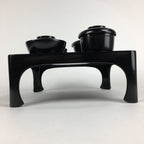 Japanese Wooden Legged Tray Lacquered Table Lidded Bowls Set Vtg Ozen UR727