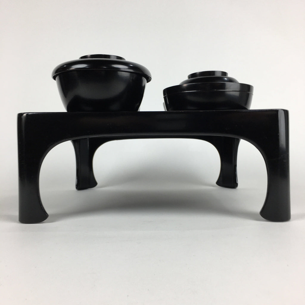 Japanese Wooden Legged Tray Lacquered Table Lidded Bowls Set Vtg Ozen UR727