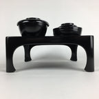 Japanese Wooden Legged Tray Lacquered Table Lidded Bowls Set Vtg Ozen UR727