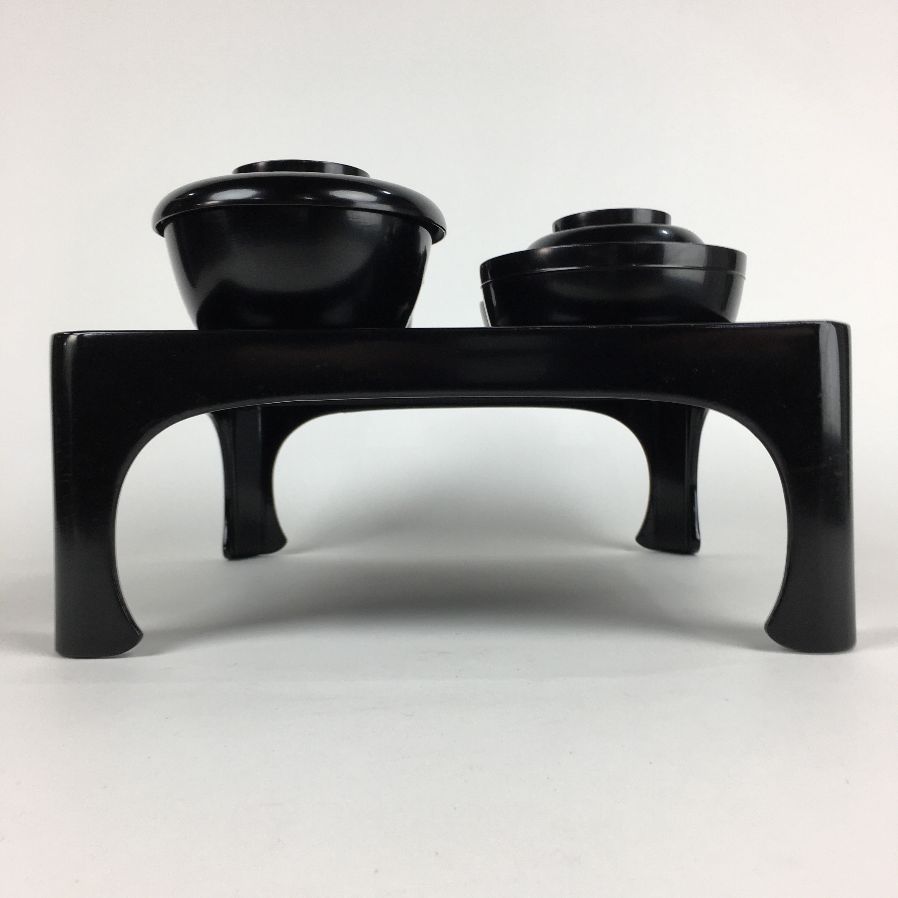 Japanese Wooden Legged Tray Lacquered Table Lidded Bowls Set Vtg Ozen UR727