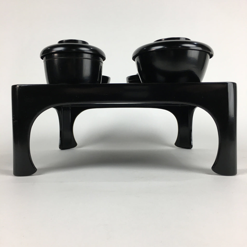 Japanese Wooden Legged Tray Lacquered Table Lidded Bowls Set Vtg Ozen UR727