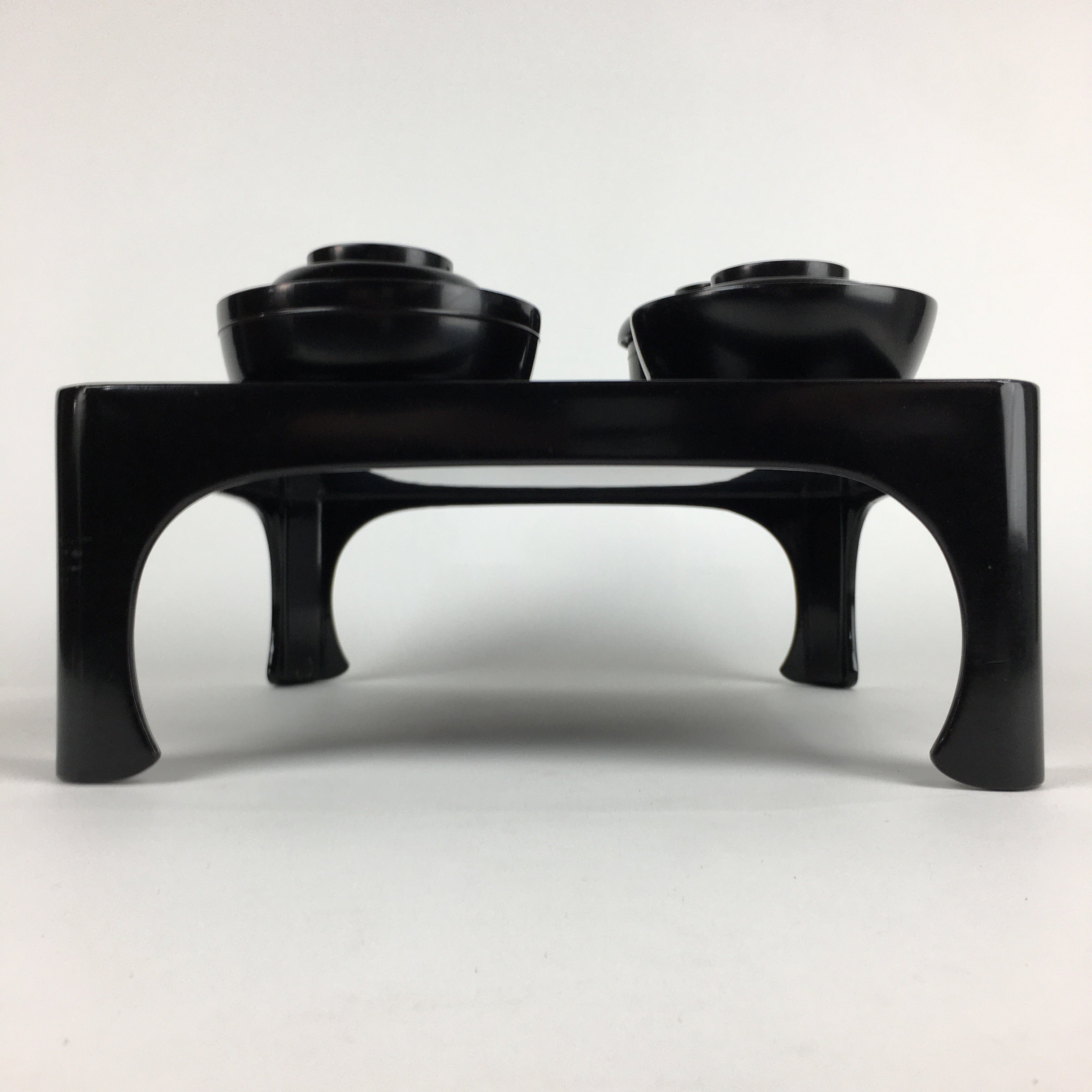 Japanese Wooden Legged Tray Lacquered Table Lidded Bowls Set Vtg Ozen UR727