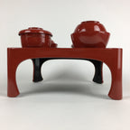 Japanese Wooden Legged Tray Lacquered Table Lidded Bowls Set Vtg Ozen UR728