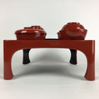 Japanese Wooden Legged Tray Lacquered Table Lidded Bowls Set Vtg Ozen UR729