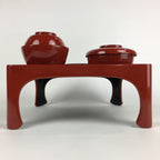 Japanese Wooden Legged Tray Lacquered Table Lidded Bowls Set Vtg Ozen UR729