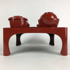 Japanese Wooden Legged Tray Lacquered Table Lidded Bowls Set Vtg Ozen UR729