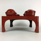 Japanese Wooden Legged Tray Lacquered Table Lidded Bowls Set Vtg Ozen UR732