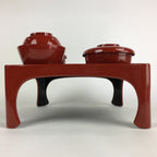 Japanese Wooden Legged Tray Lacquered Table Lidded Bowls Set Vtg Ozen UR732