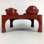 Japanese Wooden Legged Tray Lacquered Table Lidded Bowls Set Vtg Ozen UR732