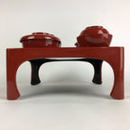 Japanese Wooden Legged Tray Lacquered Table Lidded Bowls Set Vtg Ozen UR733