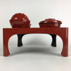 Japanese Wooden Legged Tray Lacquered Table Lidded Bowls Set Vtg Ozen UR733