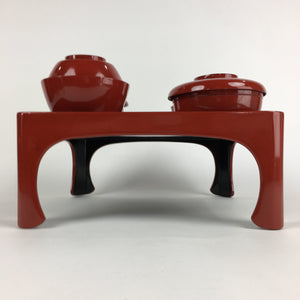 Japanese Wooden Legged Tray Lacquered Table Lidded Bowls Set Vtg Ozen UR734