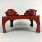 Japanese Wooden Legged Tray Lacquered Table Lidded Bowls Set Vtg Ozen UR735