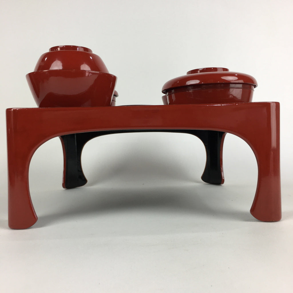 Japanese Wooden Legged Tray Lacquered Table Lidded Bowls Set Vtg Ozen UR735