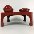 Japanese Wooden Legged Tray Lacquered Table Lidded Bowls Set Vtg Ozen UR735