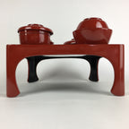 Japanese Wooden Legged Tray Lacquered Table Lidded Bowls Set Vtg Ozen UR735