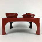 Japanese Wooden Legged Tray Lacquered Table Lidded Bowls Set Vtg Ozen UR736